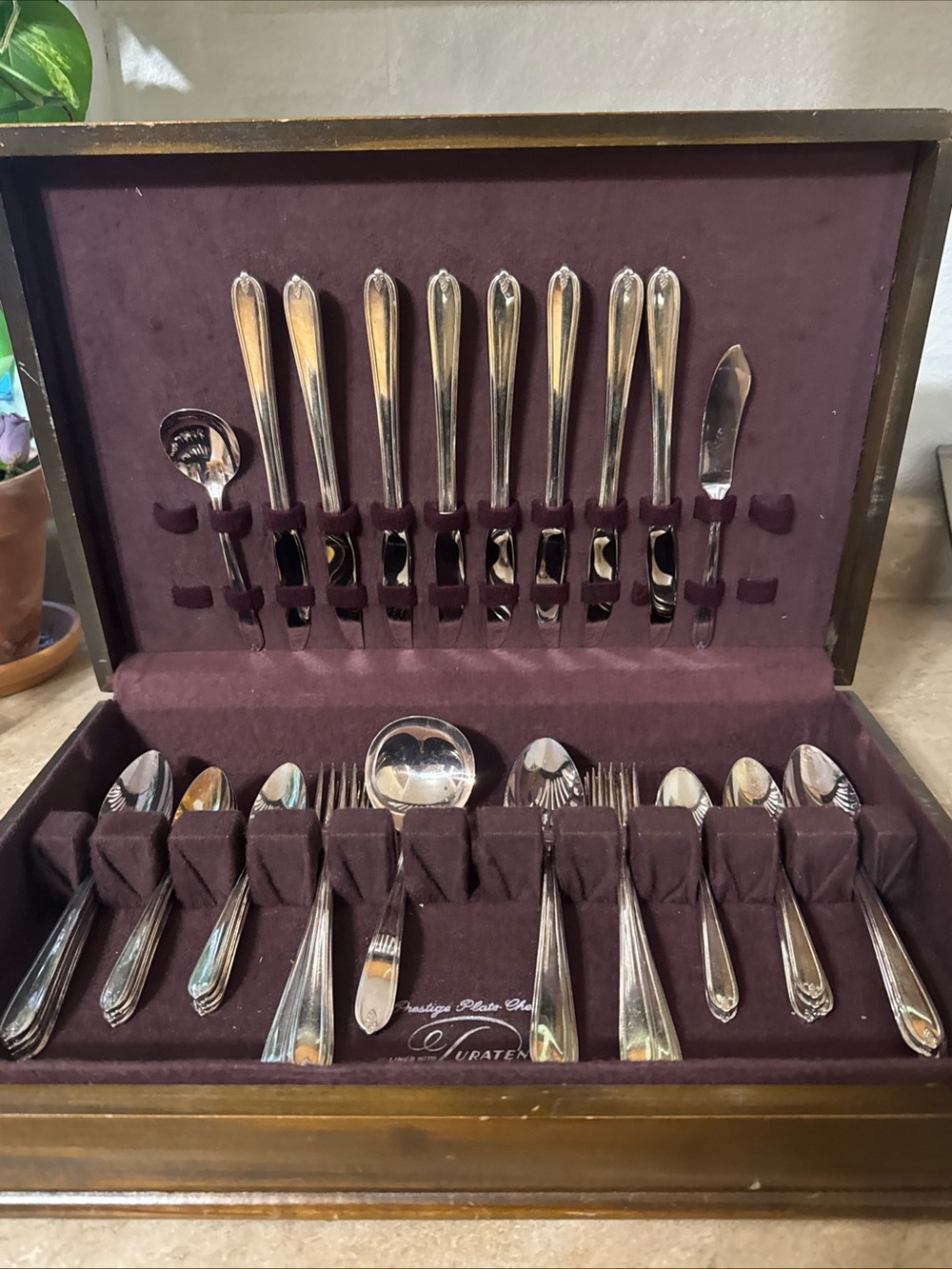 Vintage 46 Piece Set Prestige Plate silverplated flatware set Chaumont Pattern
